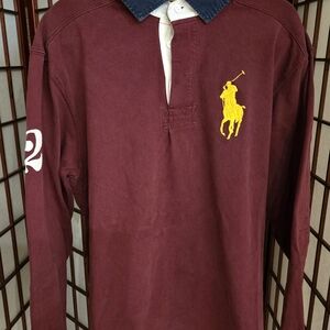 Ralph Lauren Burgundy Mens Rugby Style Shirt Size Large Tall